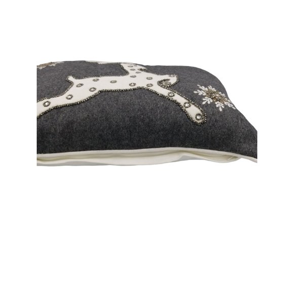 Debage Throw Pillow Reindeer Beading Snowflakes Removable Cover - Picture 5 of 8